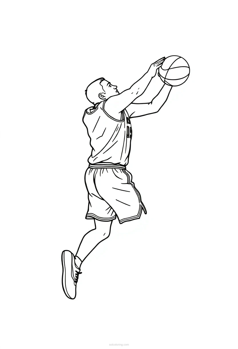 Shooting Guard Jump Shot coloring page for kids