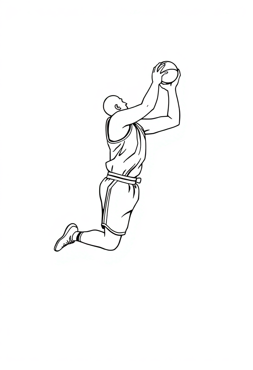 Shooting Guard Jump Shot coloring page, free printable