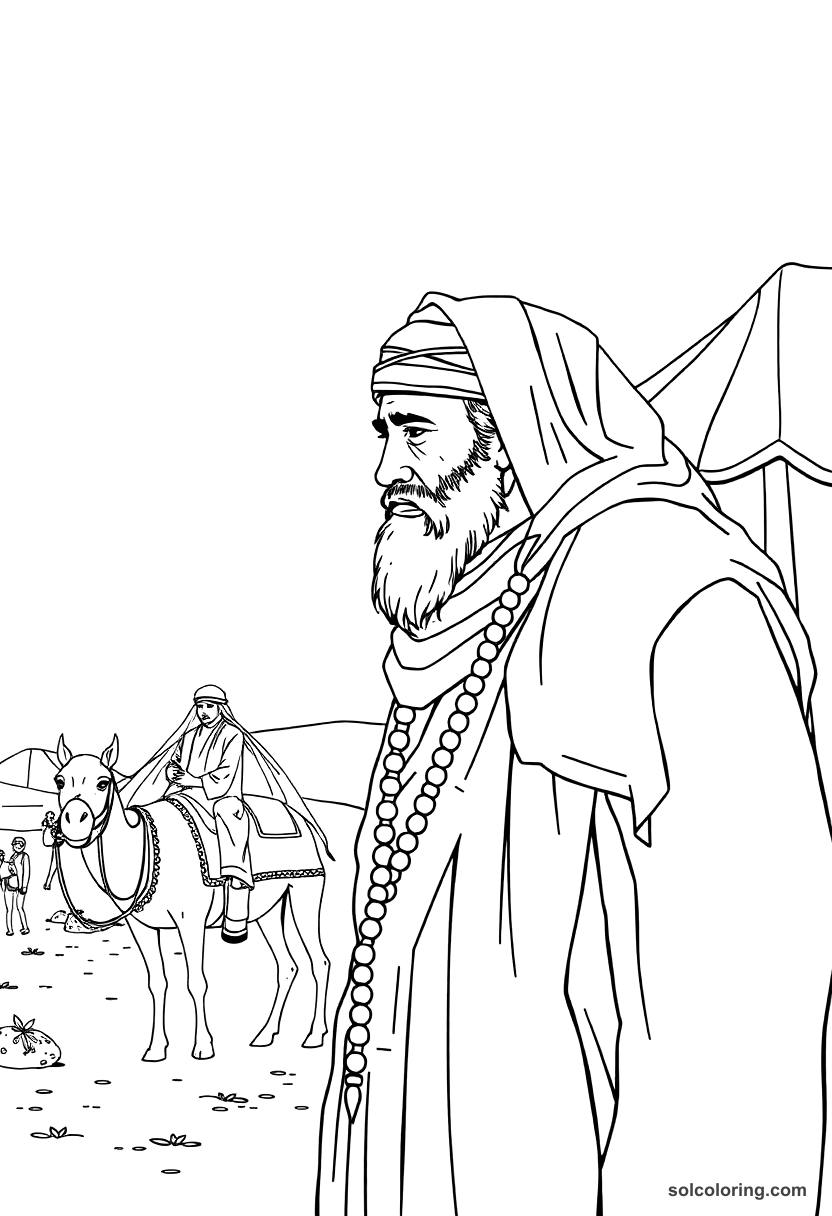 Silk Road Caravan at an Oasis coloring page, free printable detailed style