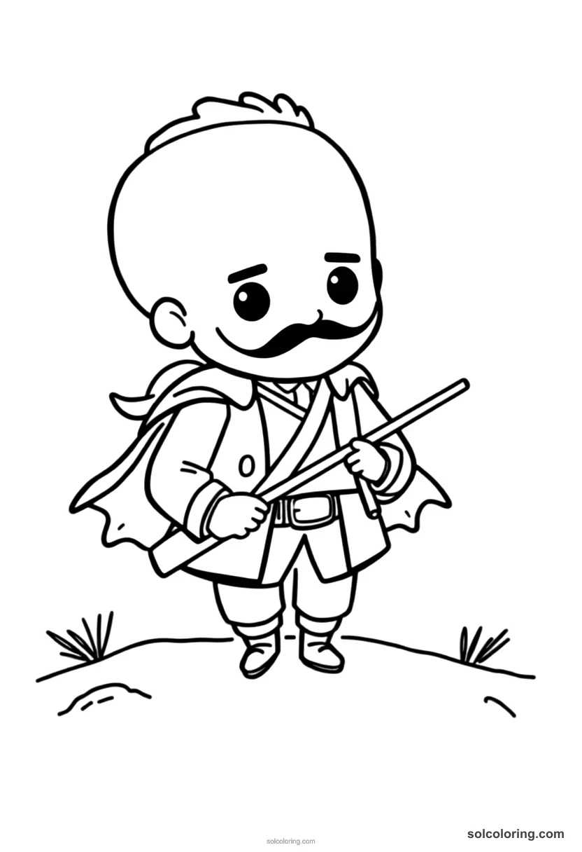 Chibi Simon Bolivar Crossing the Andes chibi coloring page for kids