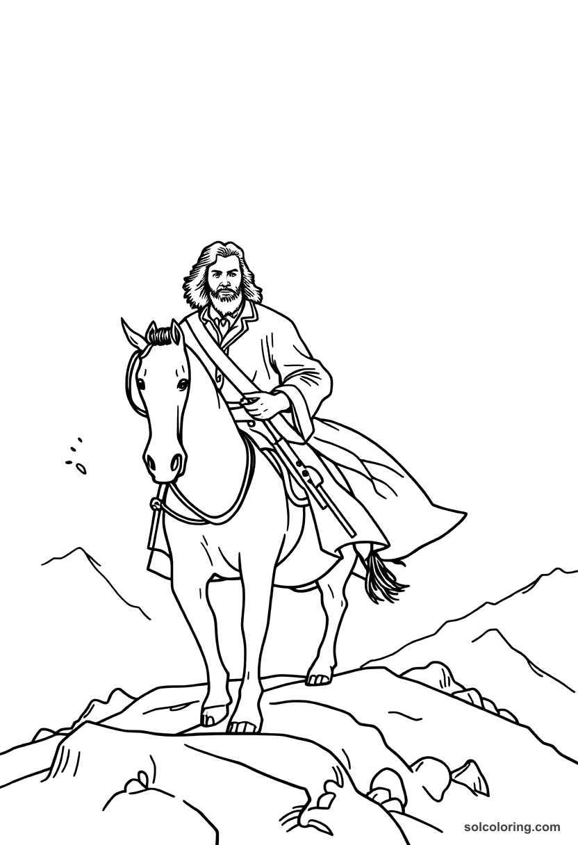 Simple Simon Bolivar Crossing the Andes coloring page, free printable simple style