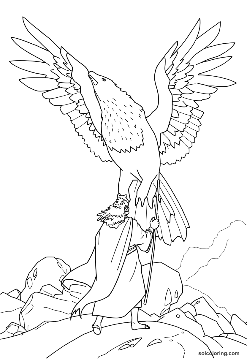 Sinbad Discovering The Giant Roc Bird coloring pages