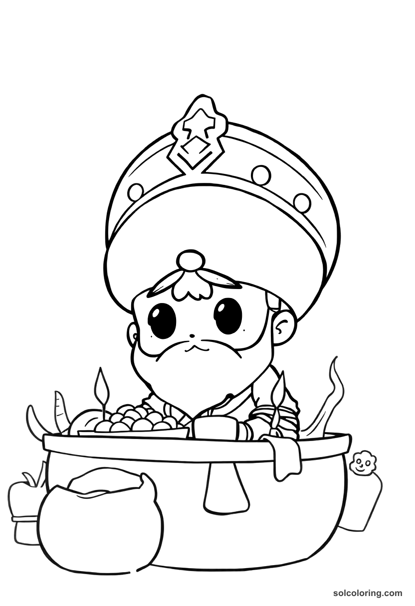 Chibi Sinbad's crew turned to giants' feast coloring page, free printable chibi style