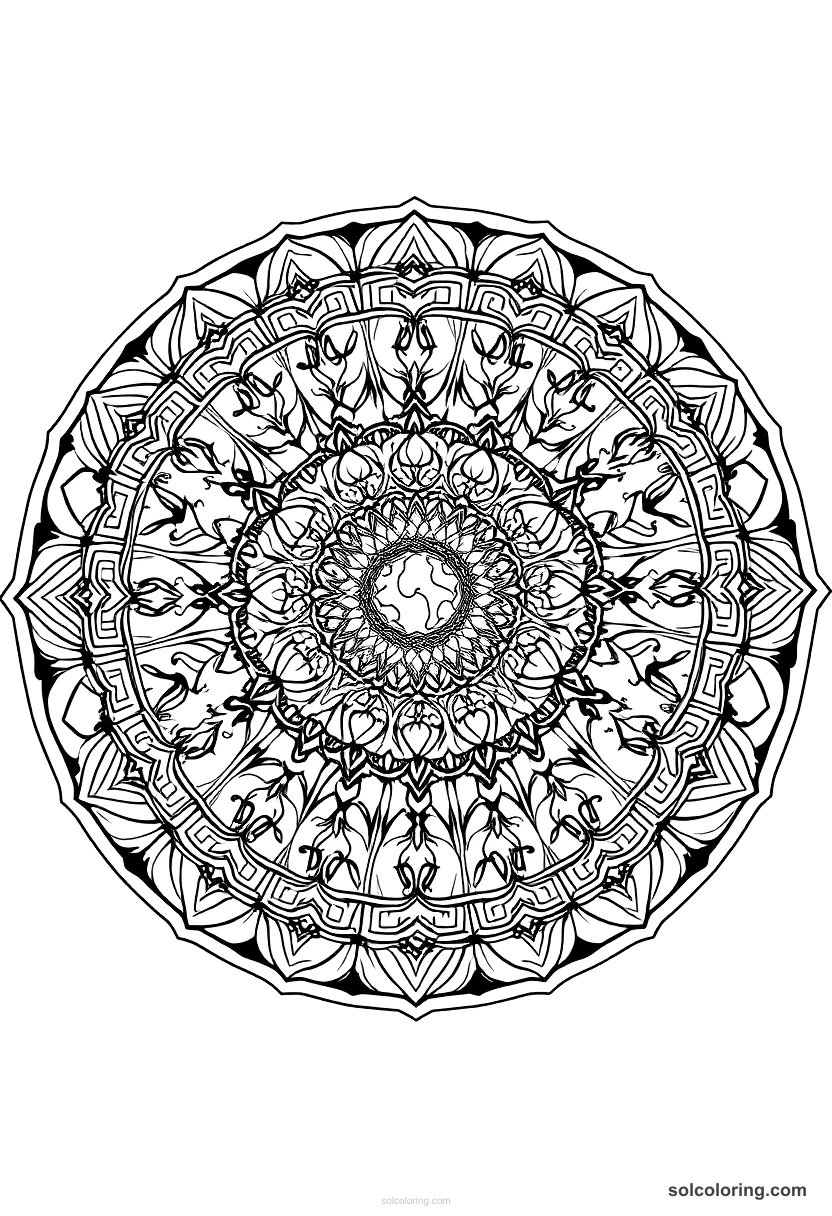 Sinbad S Crew Turned To Giants Feast mandala coloring page for kids
