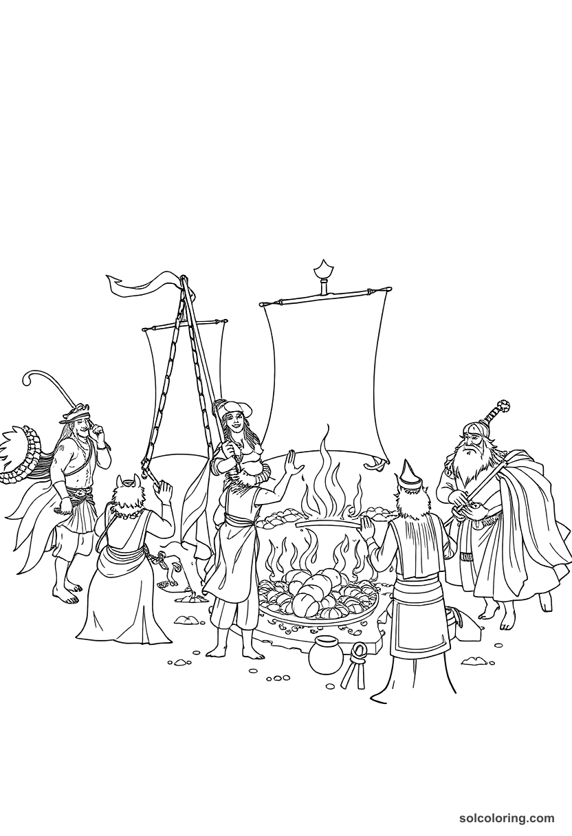 Sinbad S Crew Turned To Giants Feast coloring pages