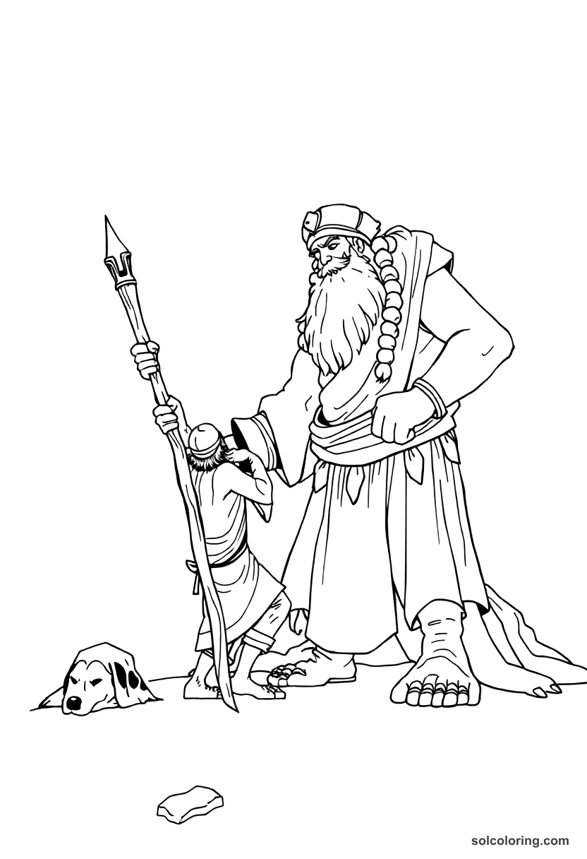 Sinbad Sharpening The Stake To Blind The Giant coloring pages