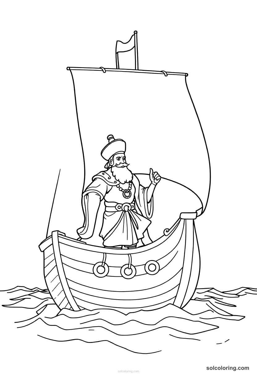 Sinbad The Sailor On His Ship coloring pages