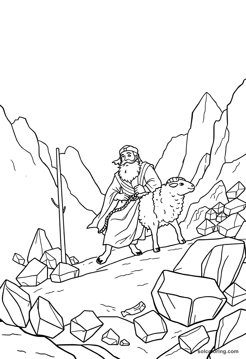 Sinbad Tied Beneath A Sheep Fleeing The Valley Of Diamonds coloring pages