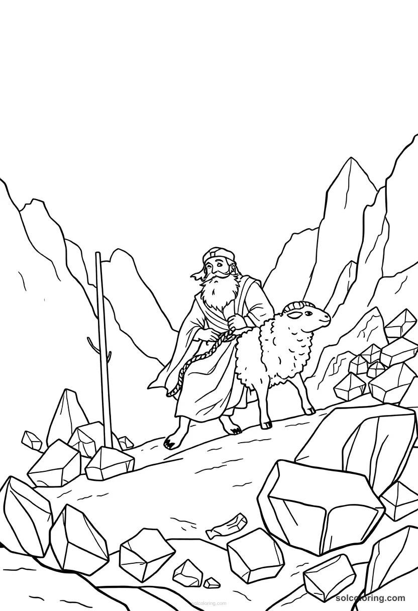 Sinbad Tied Beneath A Sheep Fleeing The Valley Of Diamonds coloring pages