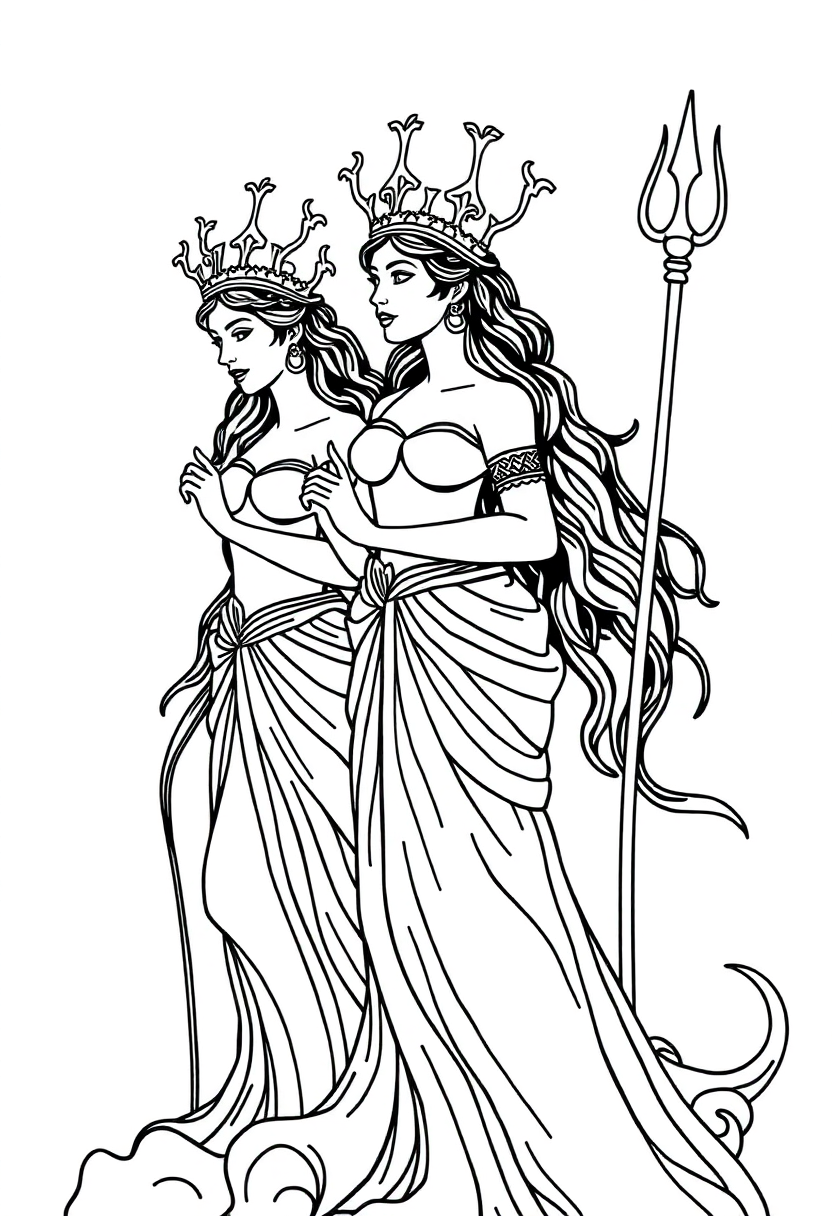 Sirens Mythical Singers coloring page, free printable