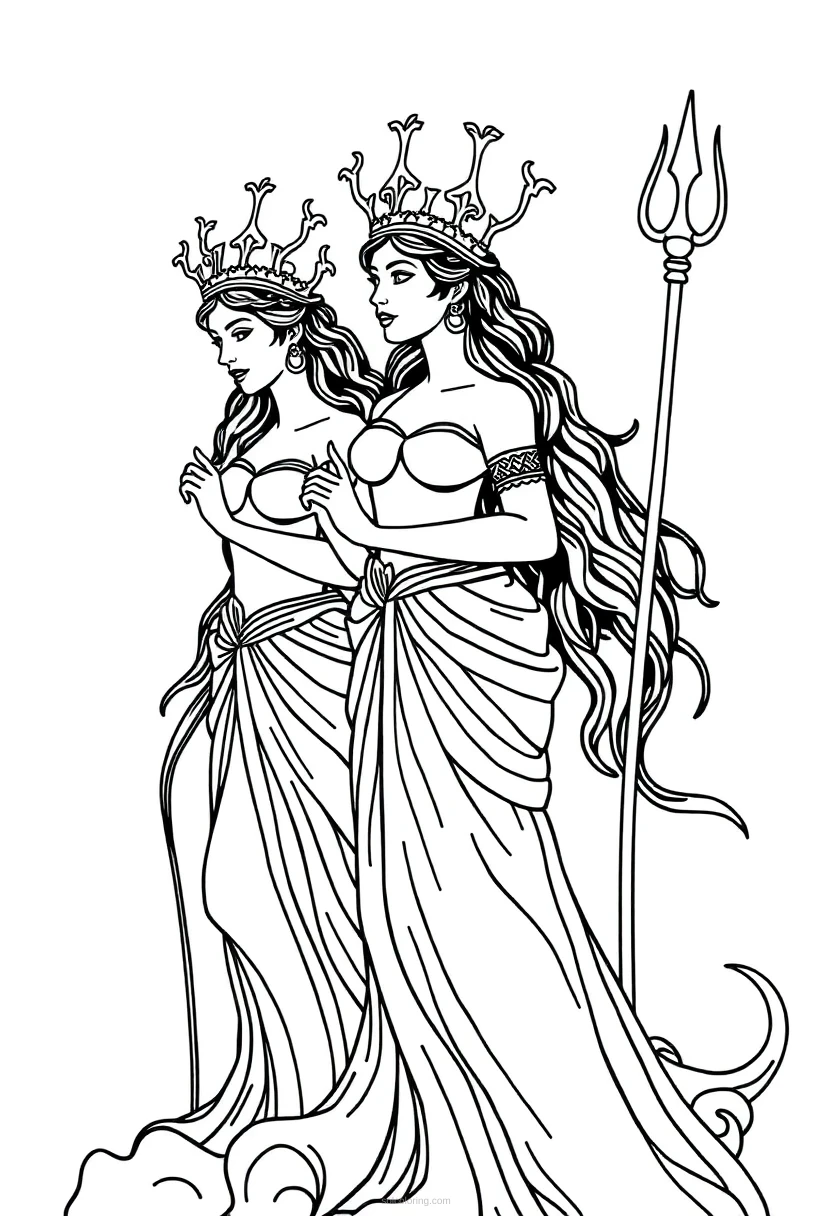 Sirens Mythical Singers coloring page for kids