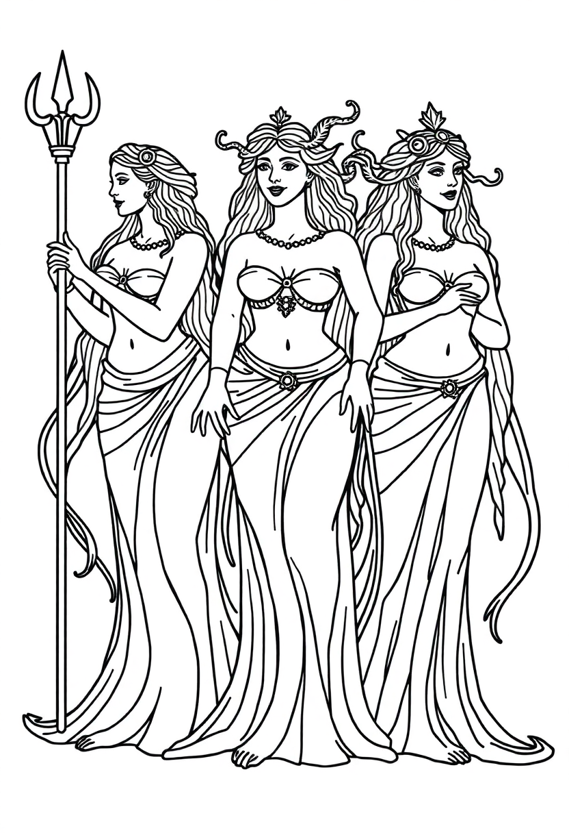 Sirens Mythical Singers coloring page, free printable