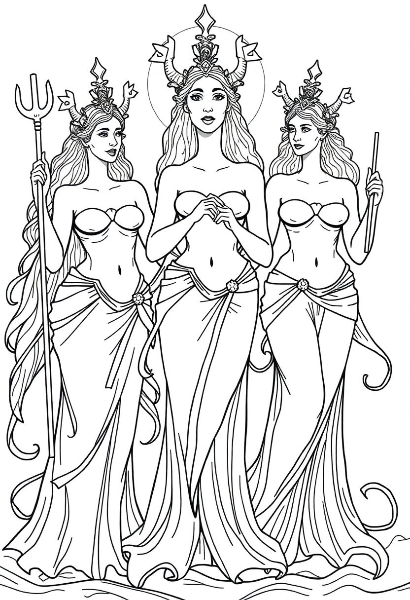 Sirens Mythical Singers coloring page, free printable