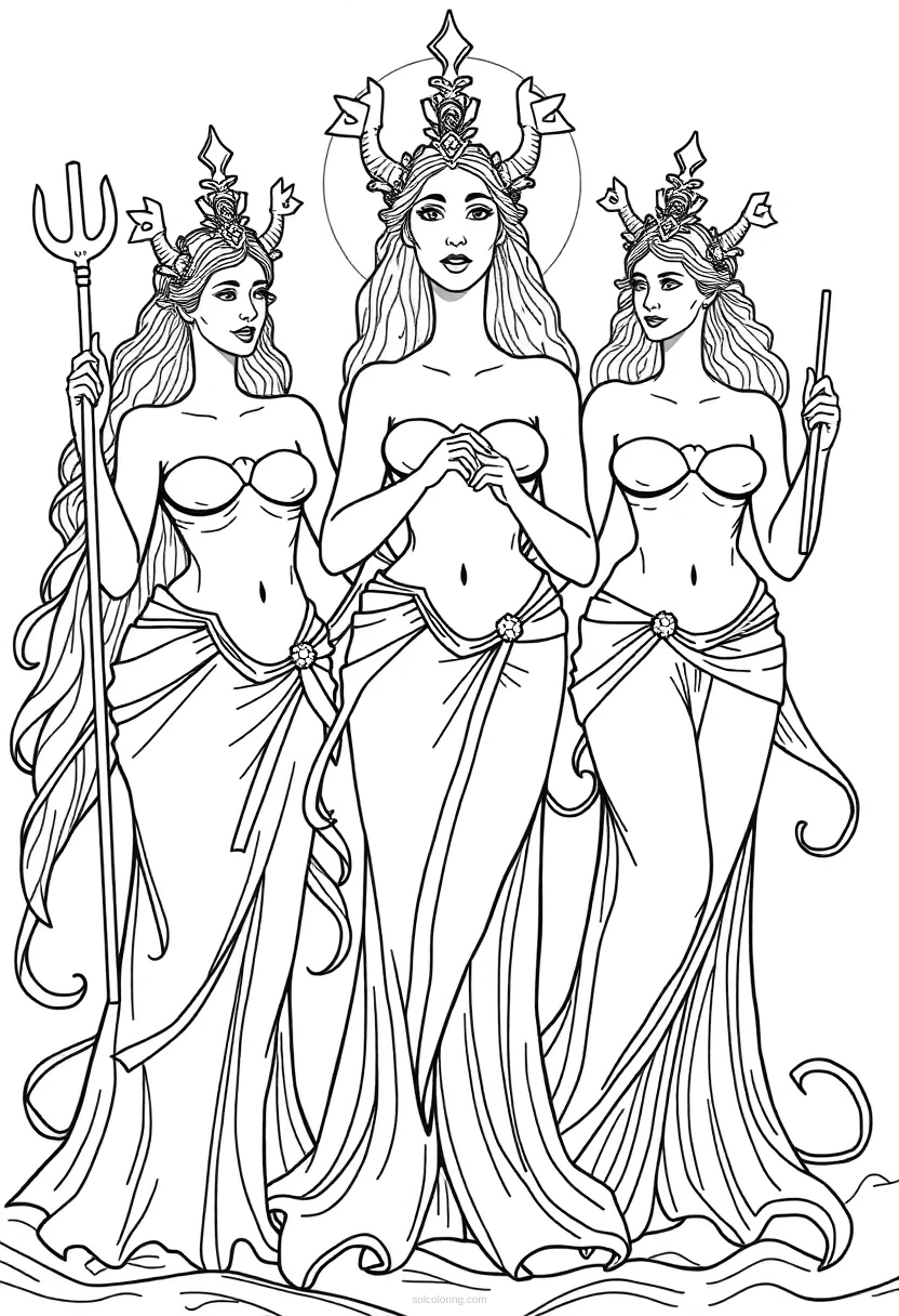 Sirens Mythical Singers coloring page for kids