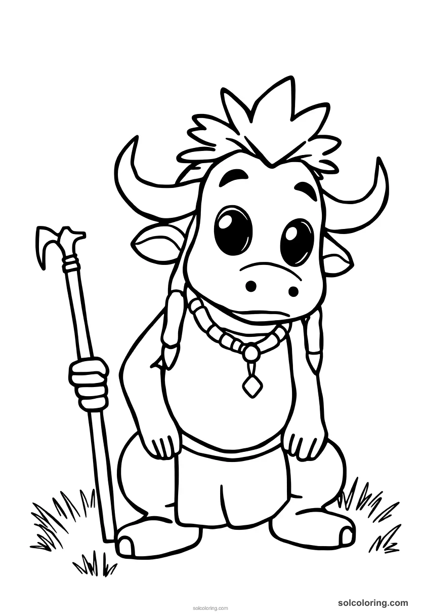 Cute Cartoon Sitting Bull at the Battle of Little Bighorn cute cartoon coloring page for kids