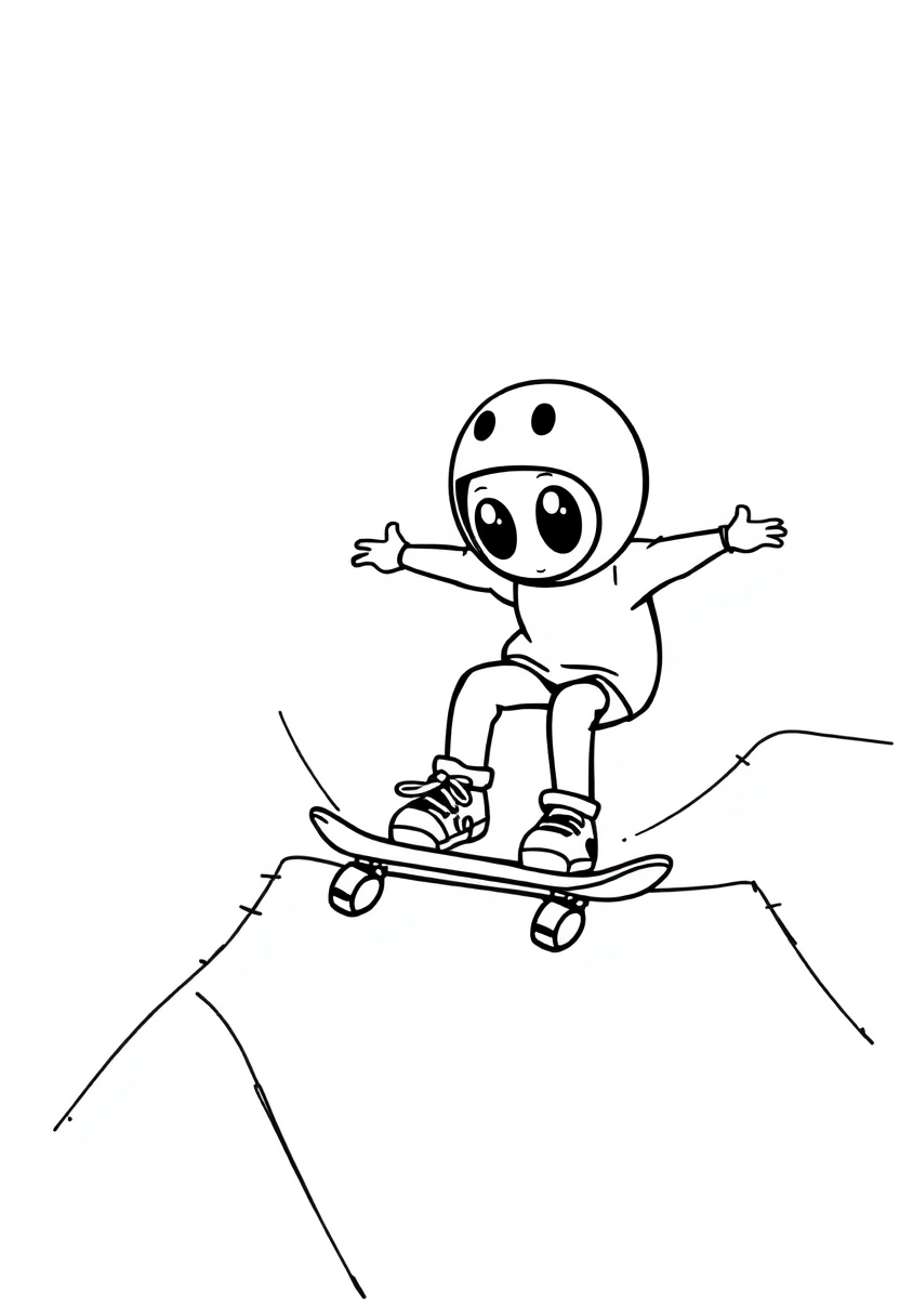 Skateboarding Tricks and Ramps coloring page, free printable