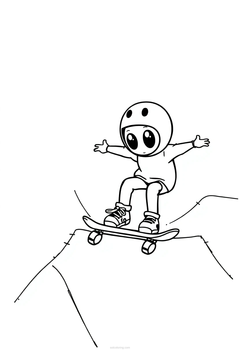Skateboarding Tricks and Ramps coloring page for kids