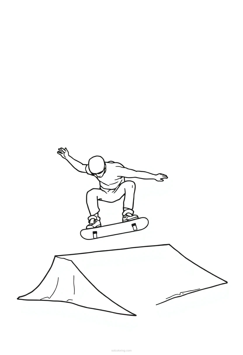 Skateboarding Tricks and Ramps coloring page for kids
