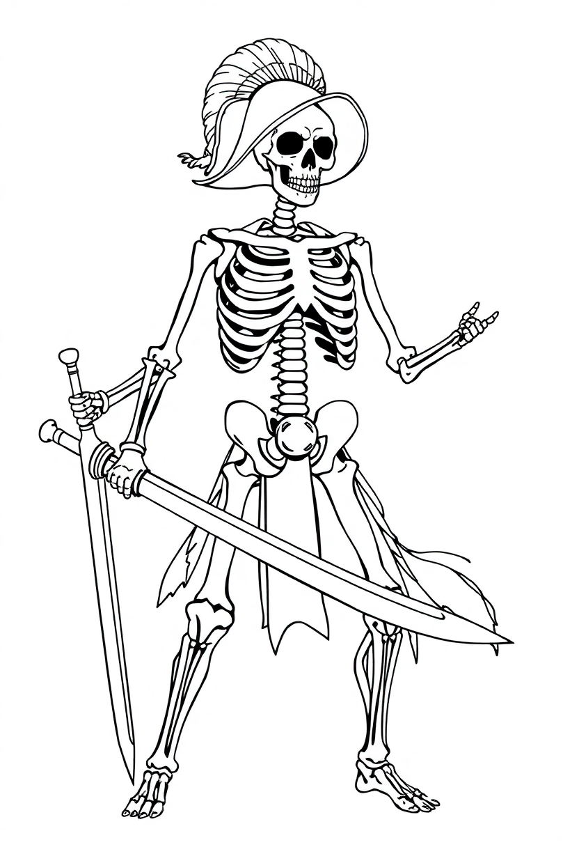 Skeletal Warrior With Sword coloring pages