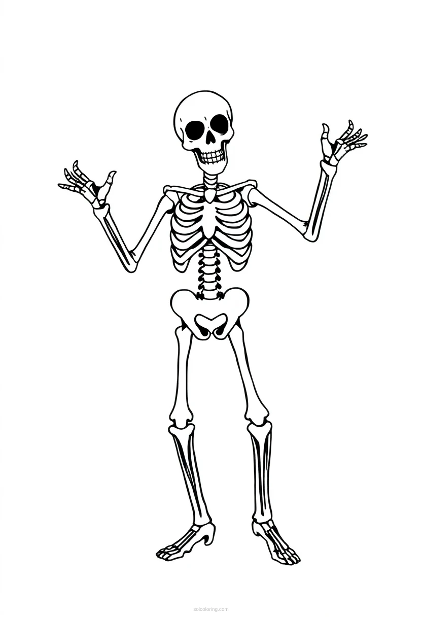Skeleton Dancing coloring page for kids