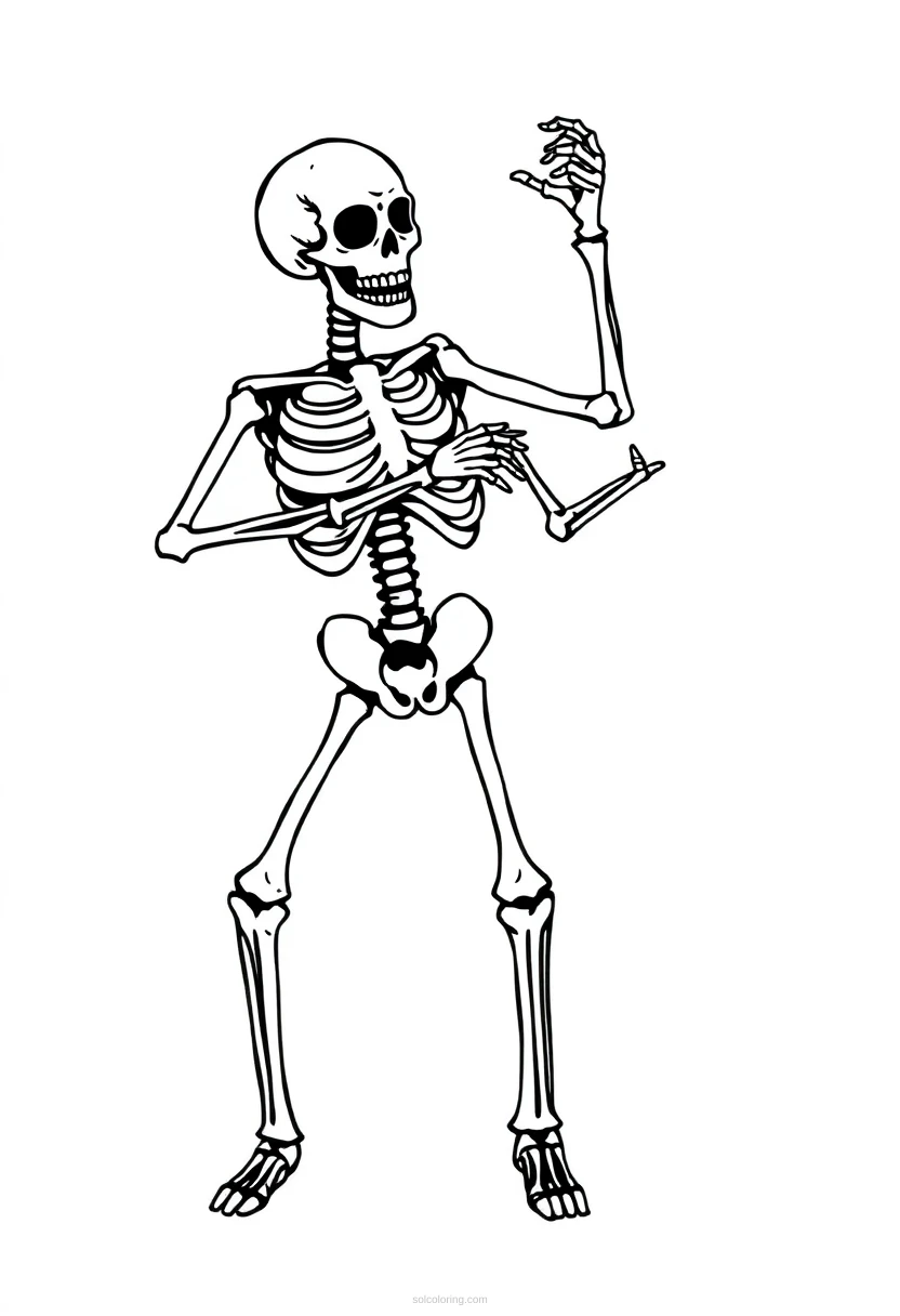 Skeleton Dancing coloring page for kids