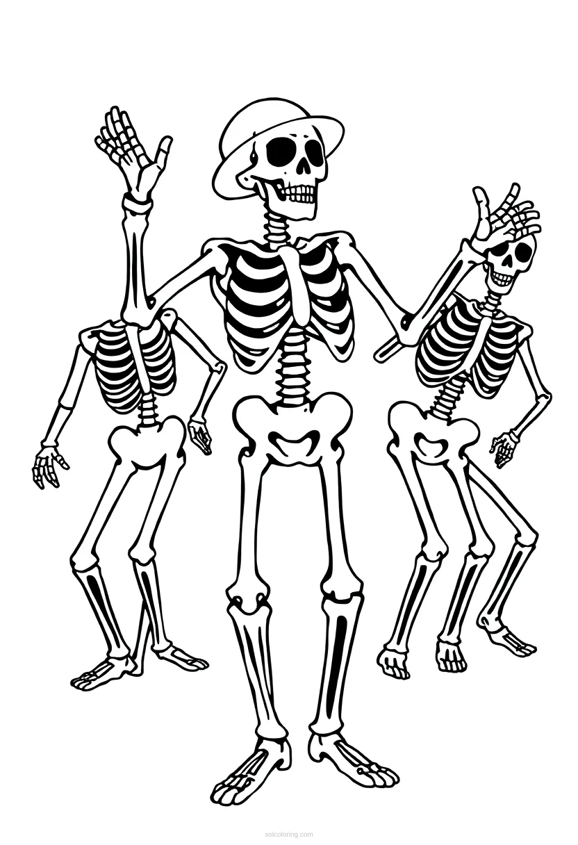 Skeleton Dancing coloring page for kids