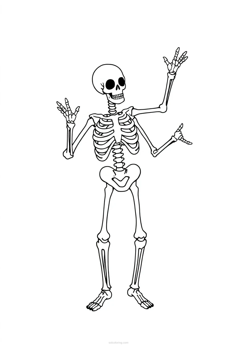 Skeleton Dancing coloring page for kids