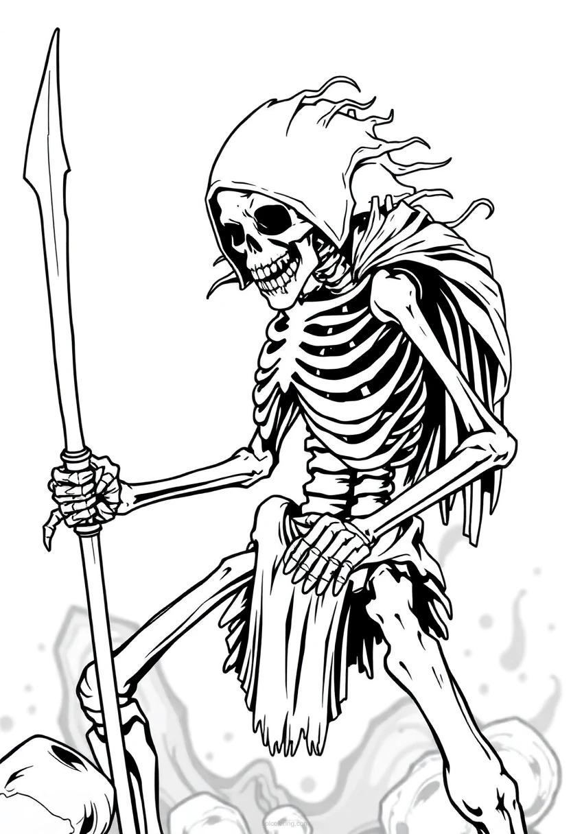 Skeleton Warrior coloring page for kids