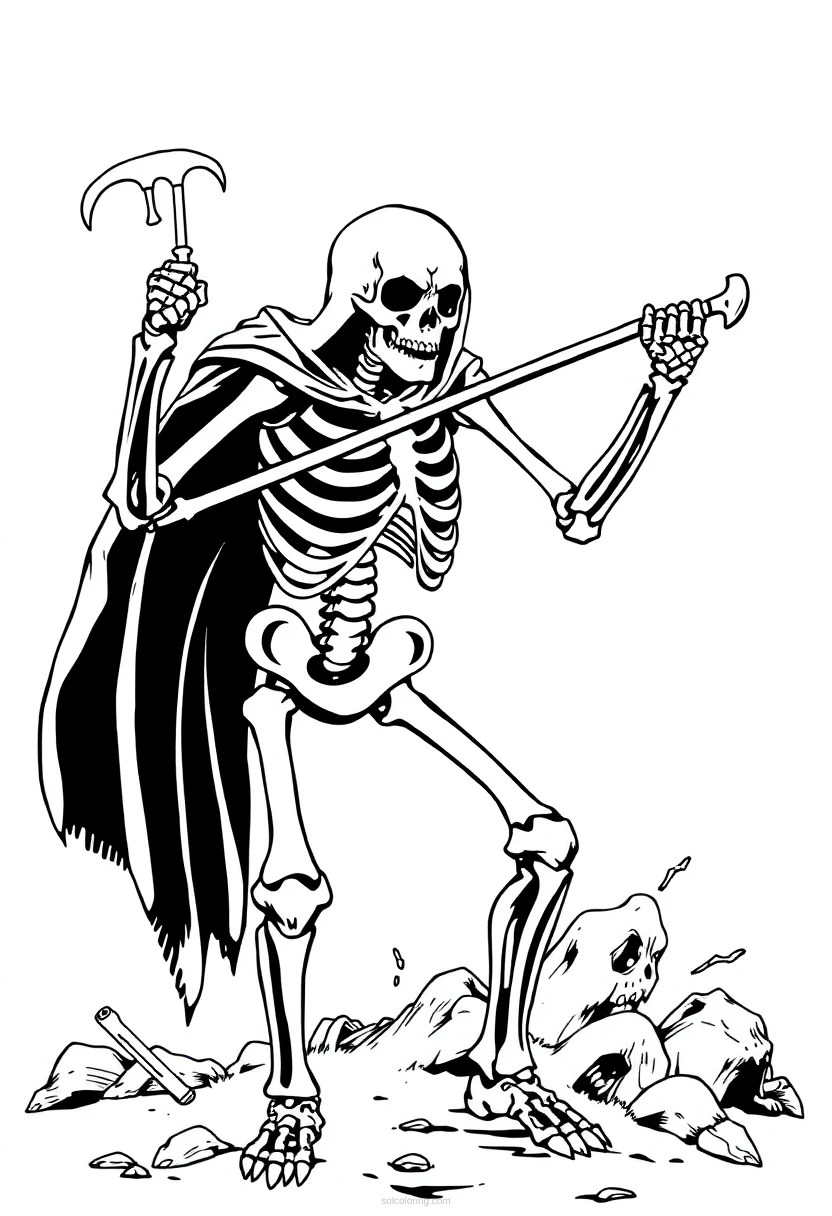 Skeleton Warrior coloring page for kids