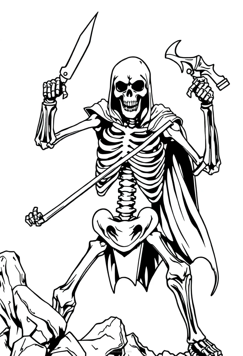 Skeleton Warrior coloring page for kids