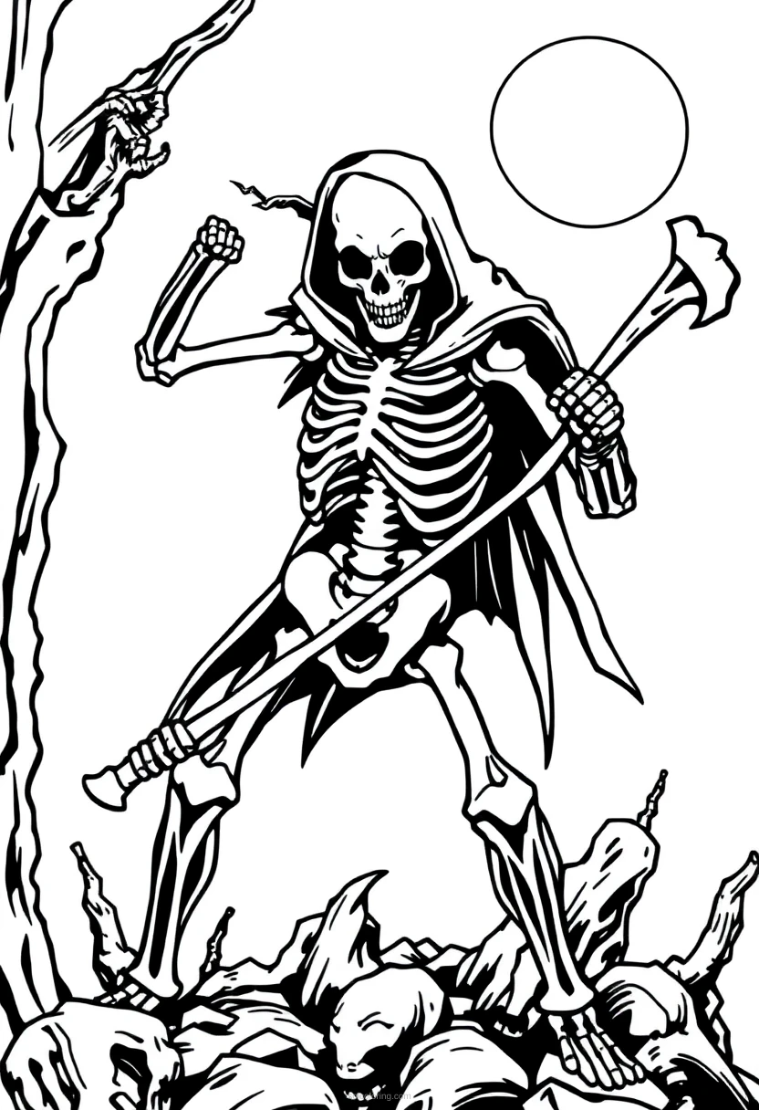 Skeleton Warrior coloring page for kids