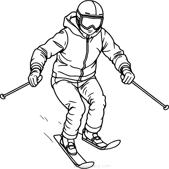 Skiing Athlete Downhill coloring pages