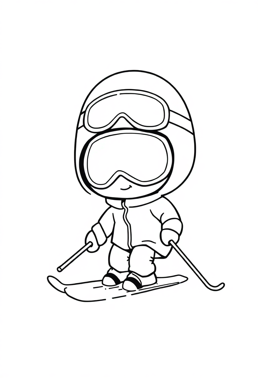 Skiing Downhill coloring page, free printable