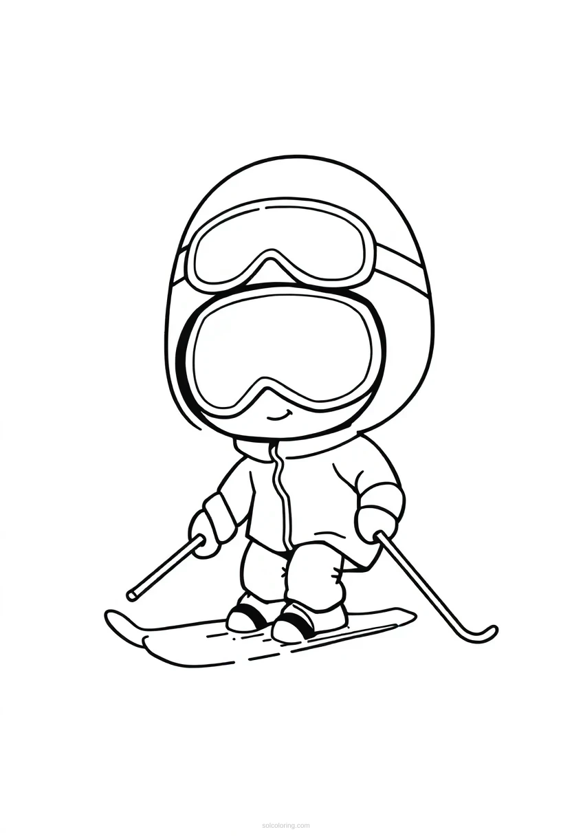 Skiing Downhill coloring page for kids