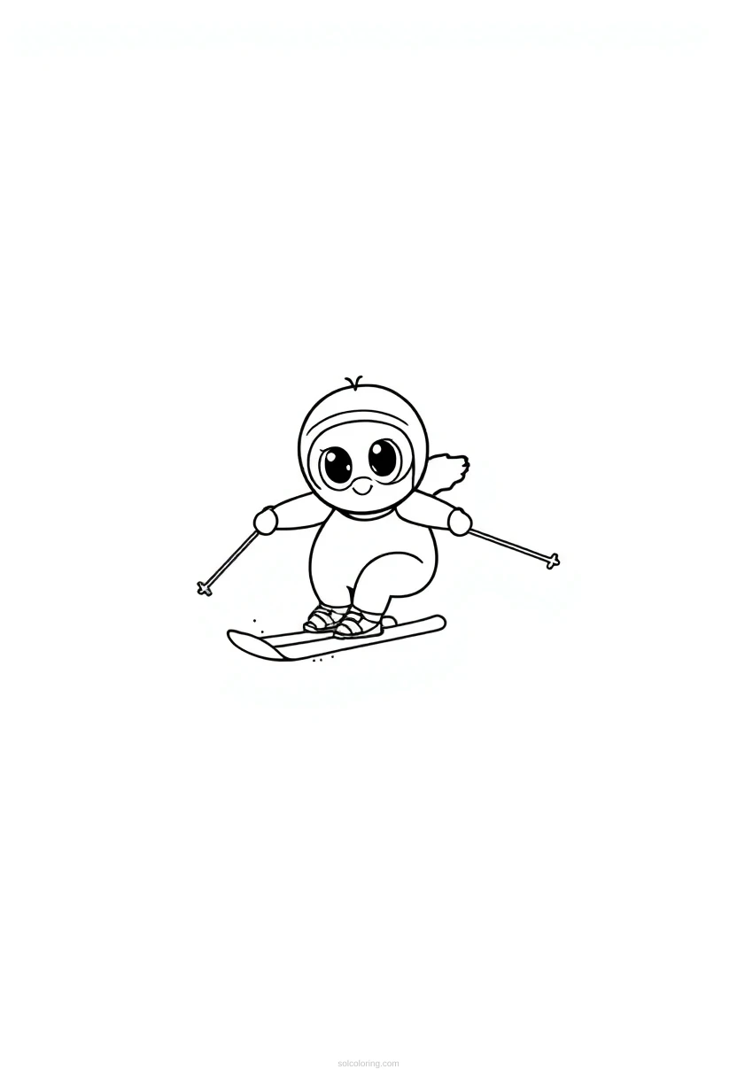 Skiing Downhill coloring page for kids