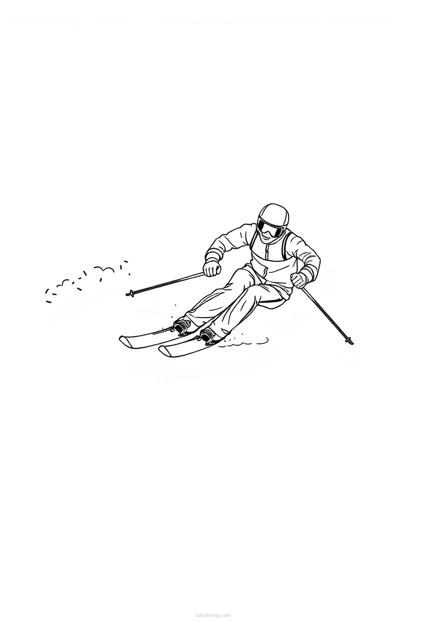 Skiing Downhill coloring page for kids