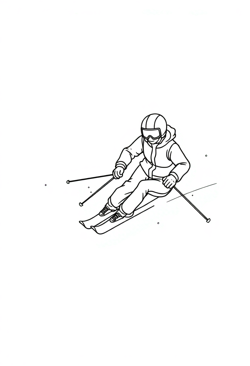 Skiing Downhill coloring page, free printable