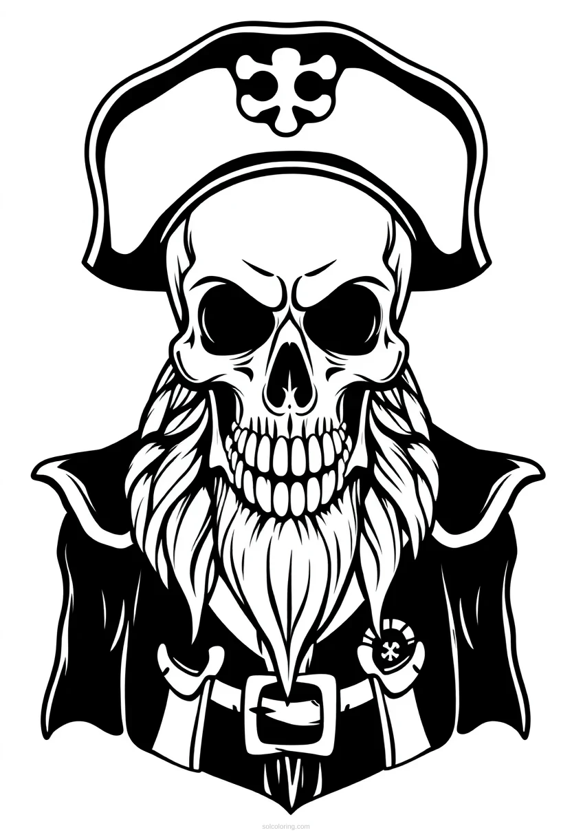 Skull Faced Pirate Captain coloring pages
