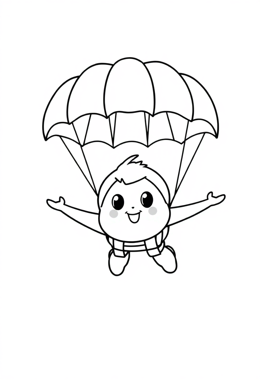 Skydiving and Parachuting coloring page, free printable