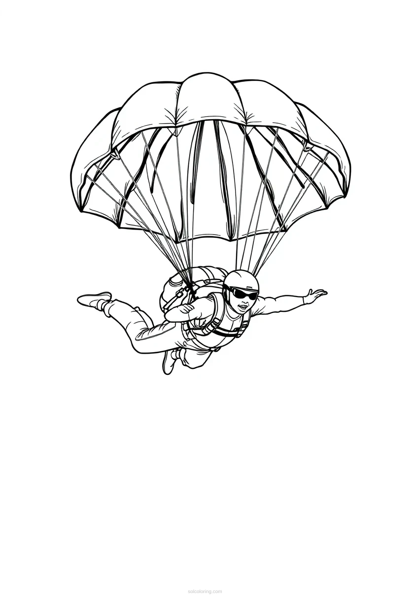 Skydiving and Parachuting coloring page for kids