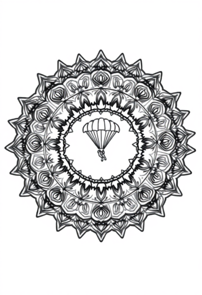 Skydiving and Parachuting coloring page, free printable