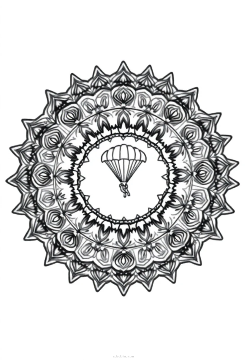 Skydiving and Parachuting coloring page for kids