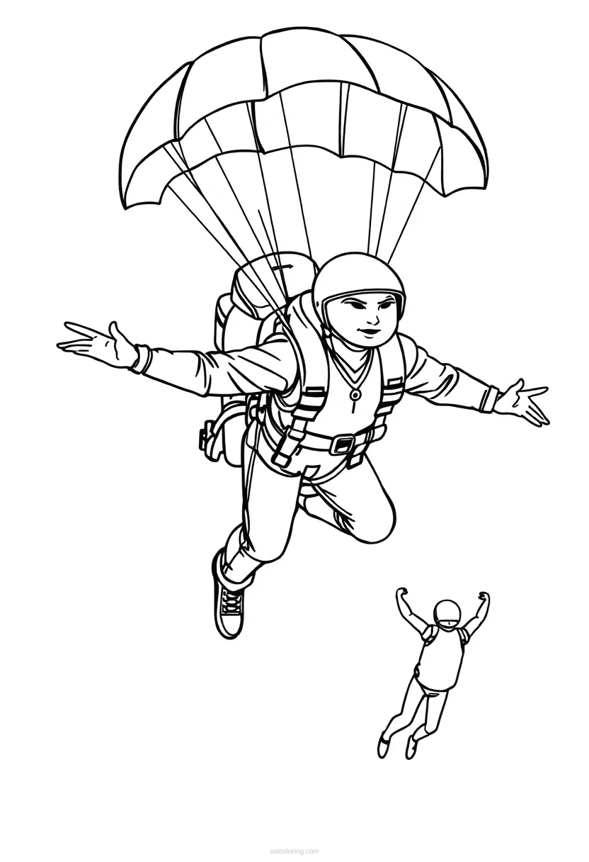 Skydiving and Parachuting coloring page for kids