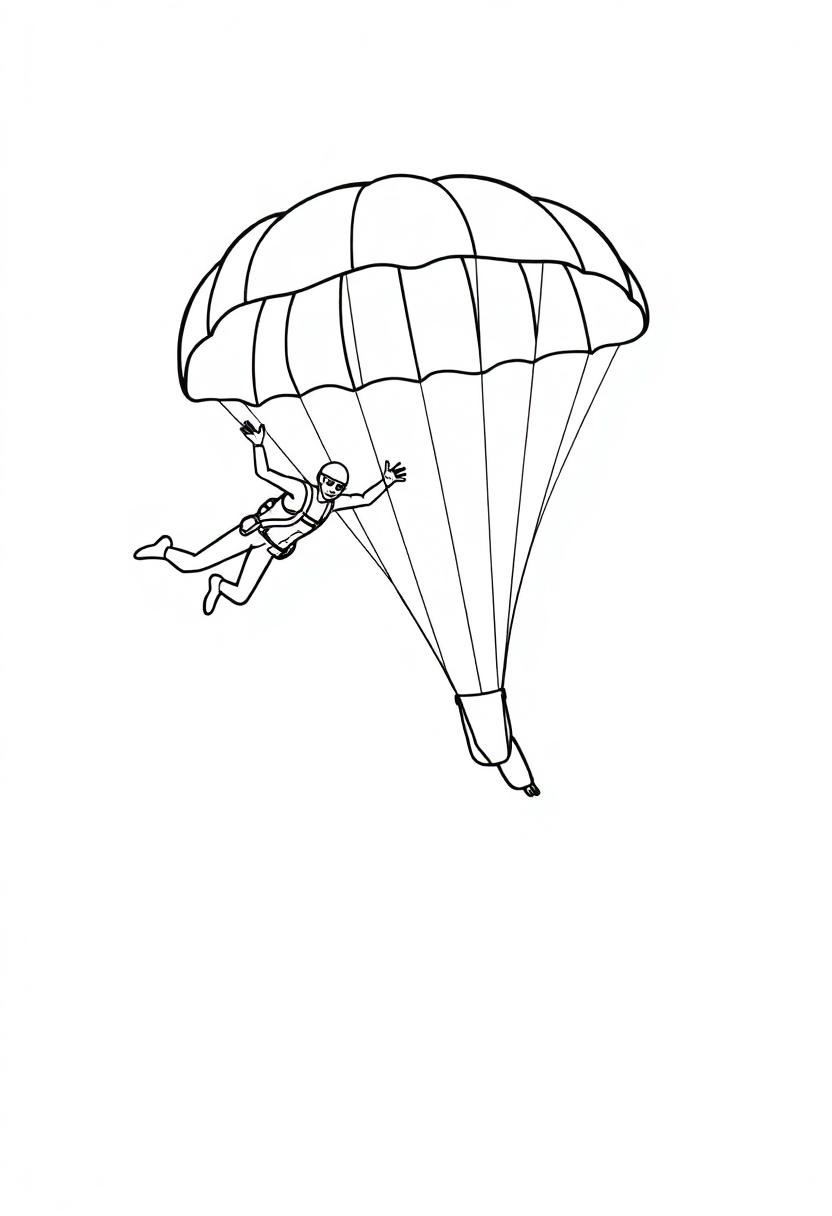 Skydiving and Parachuting coloring page, free printable