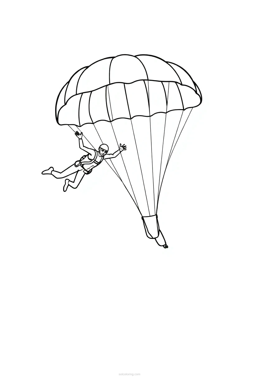 Skydiving and Parachuting coloring page for kids