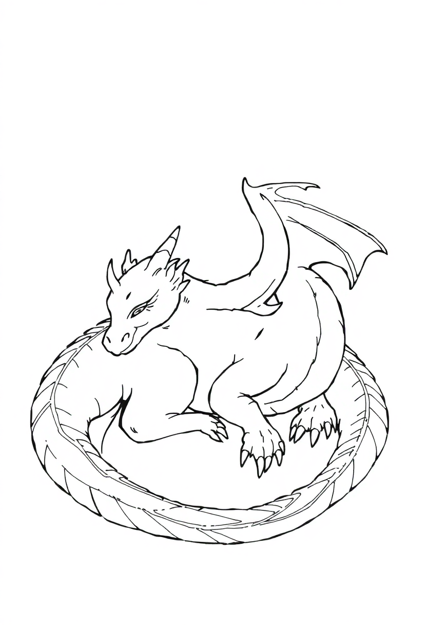 Sleeping Dragon coloring page, free printable