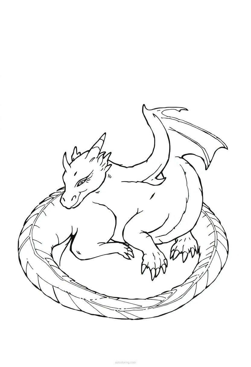 Sleeping Dragon coloring page for kids