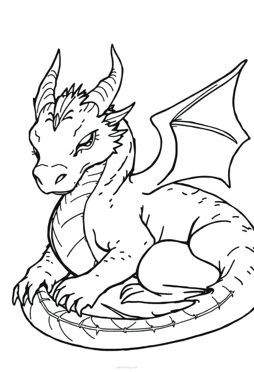 Sleeping Dragon coloring page for kids