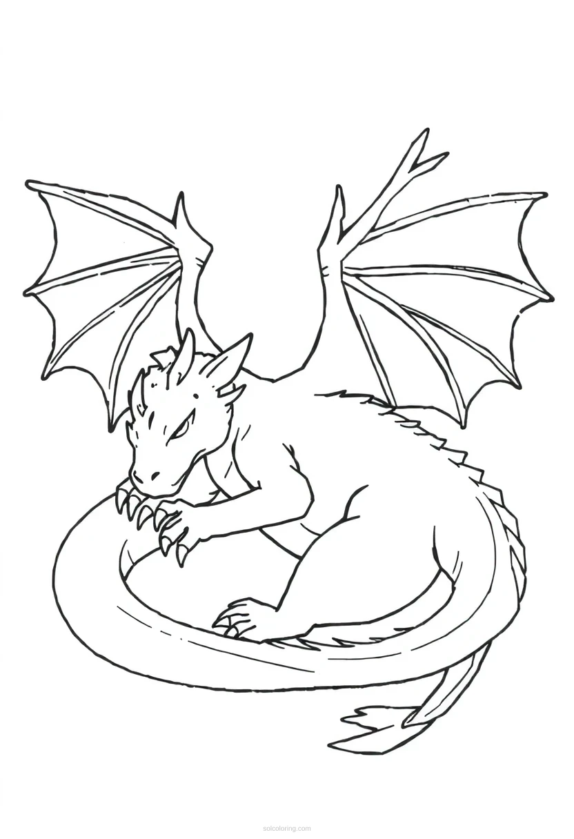 Sleeping Dragon coloring page for kids