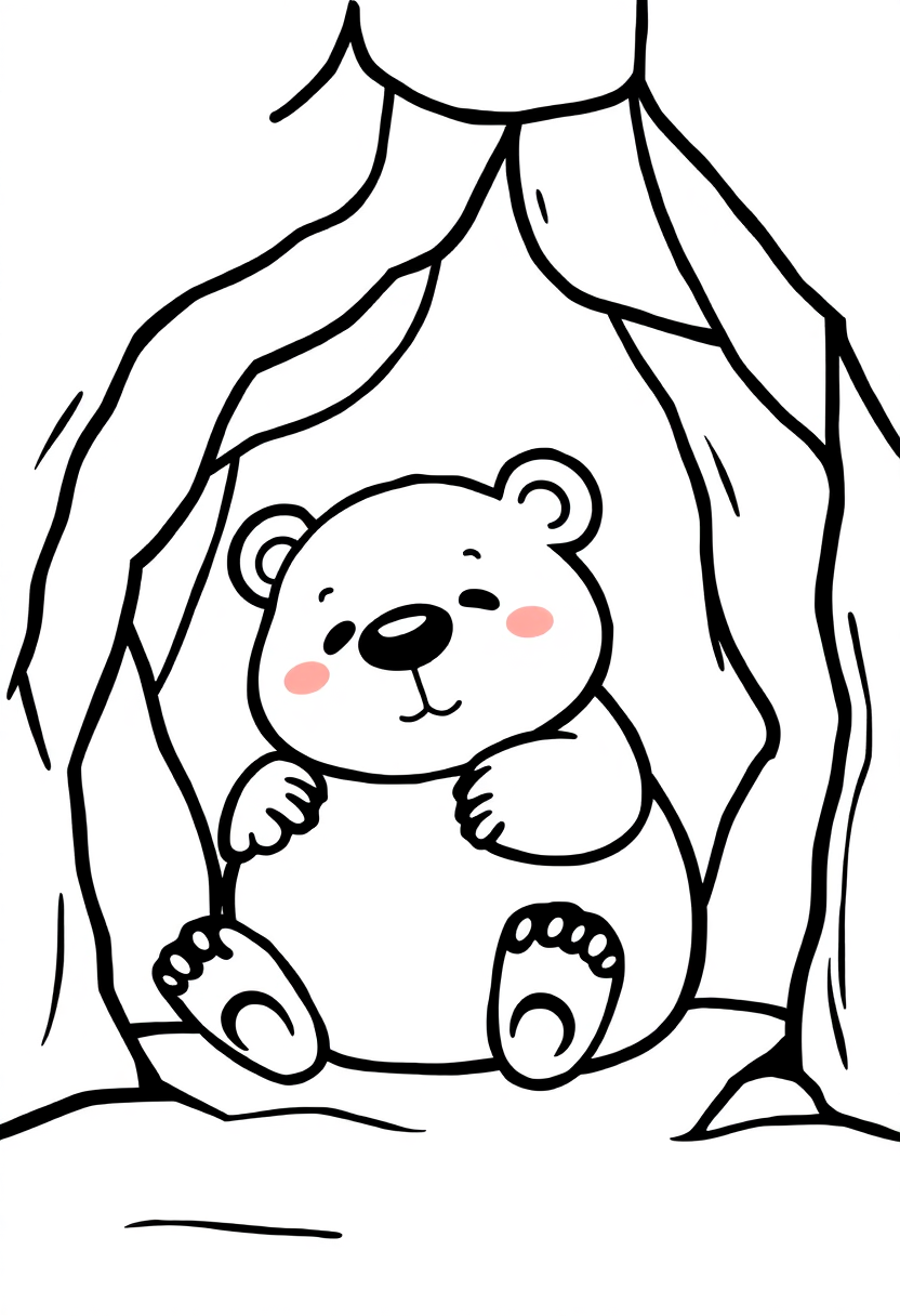 Sleepy Bear in Cave coloring page, free printable